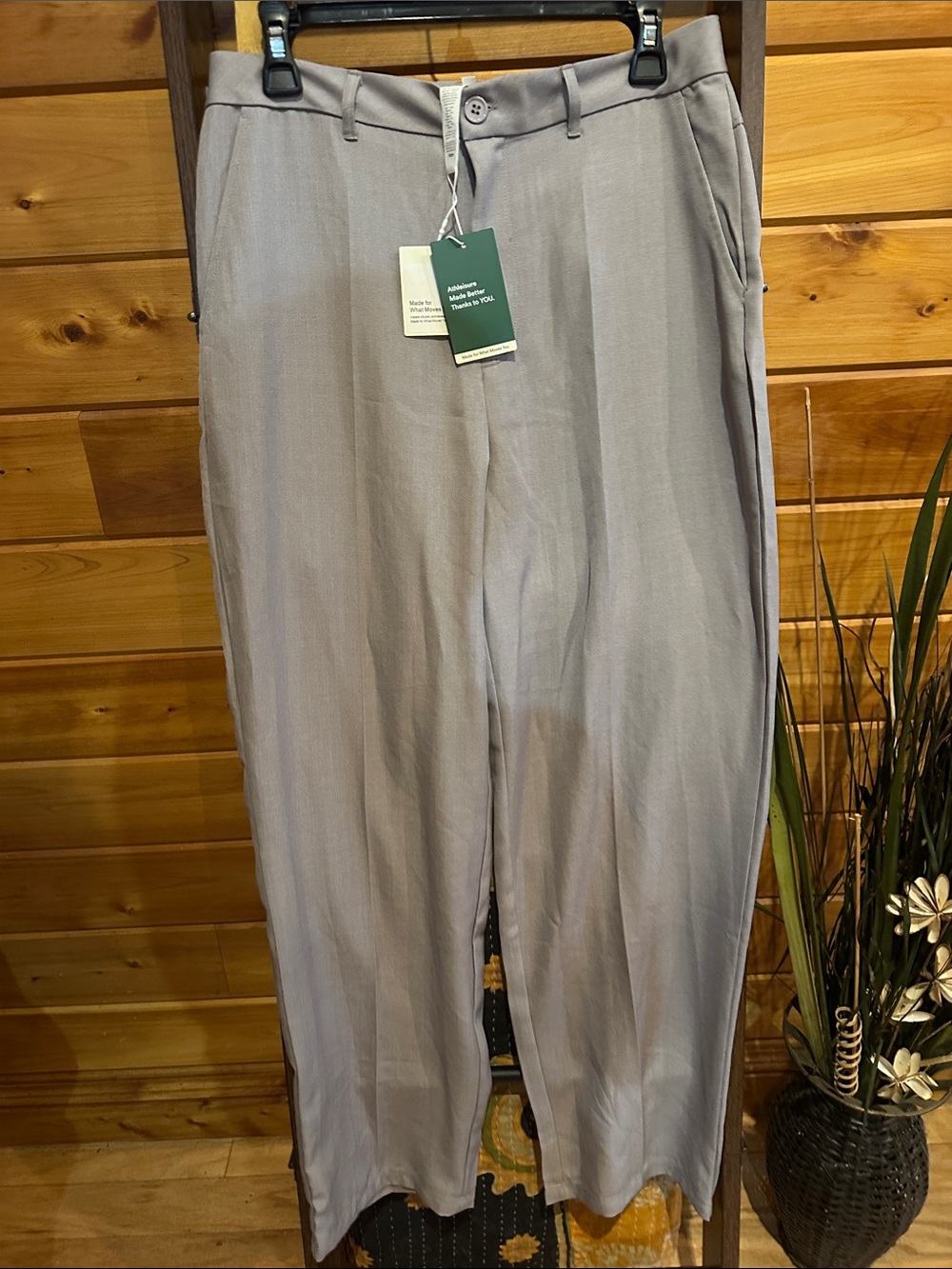 HALARA Women's Light Gray Relaxed Straight Dress Pants